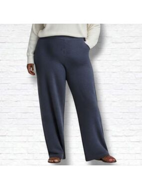 St. John Basics Navy Blue Santana Knit Pull On Straight Leg Trouser Pants Sz 10